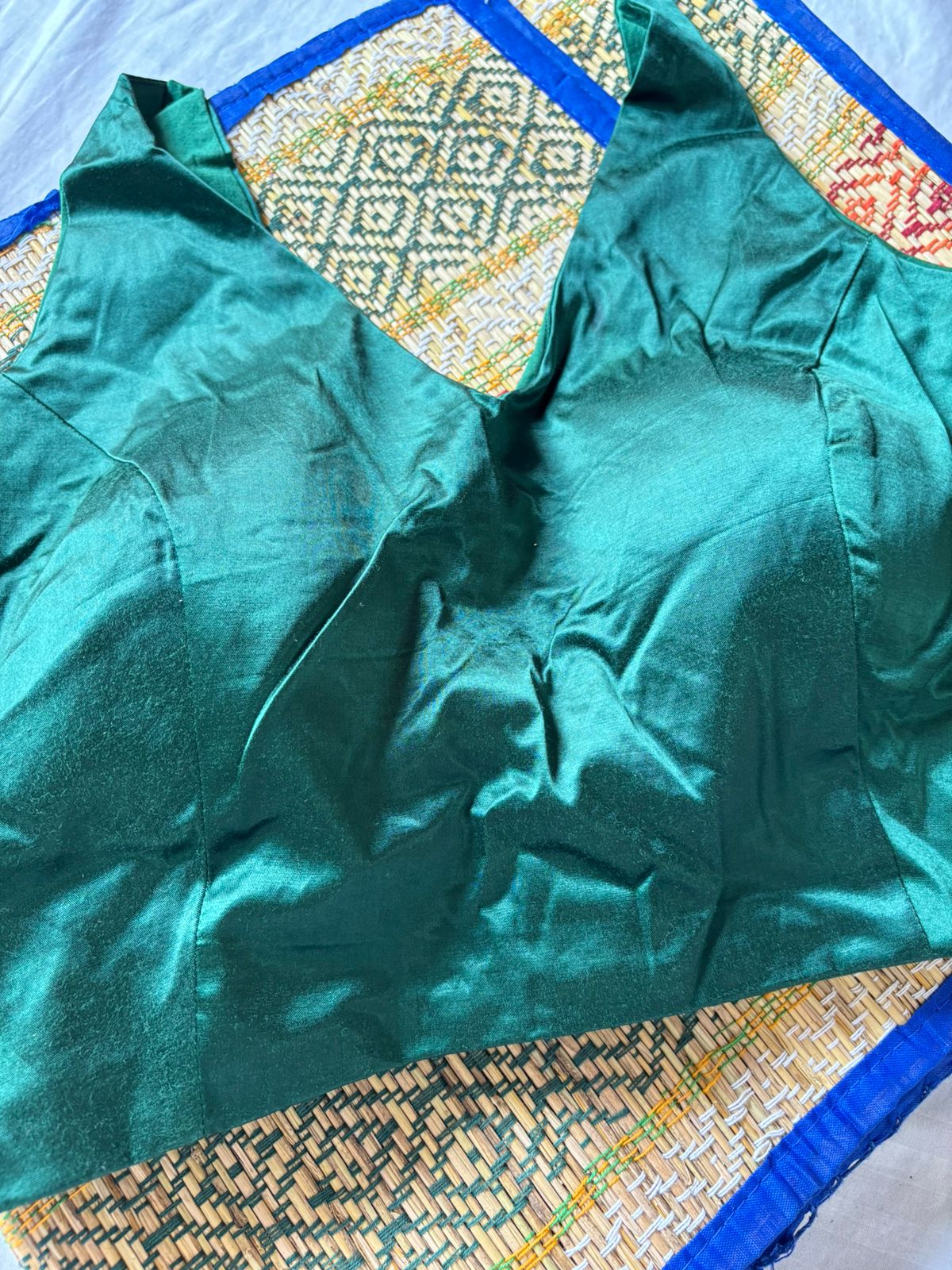 Handwoven Darkgreen Banarasi Pure Silk Stitched Blouse