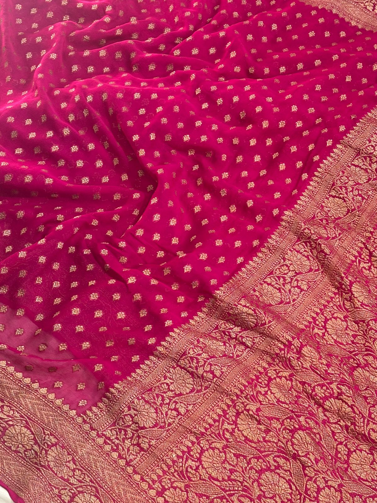 Handwoven Magenta Pink Banarasi Khaddi Georgette Saree