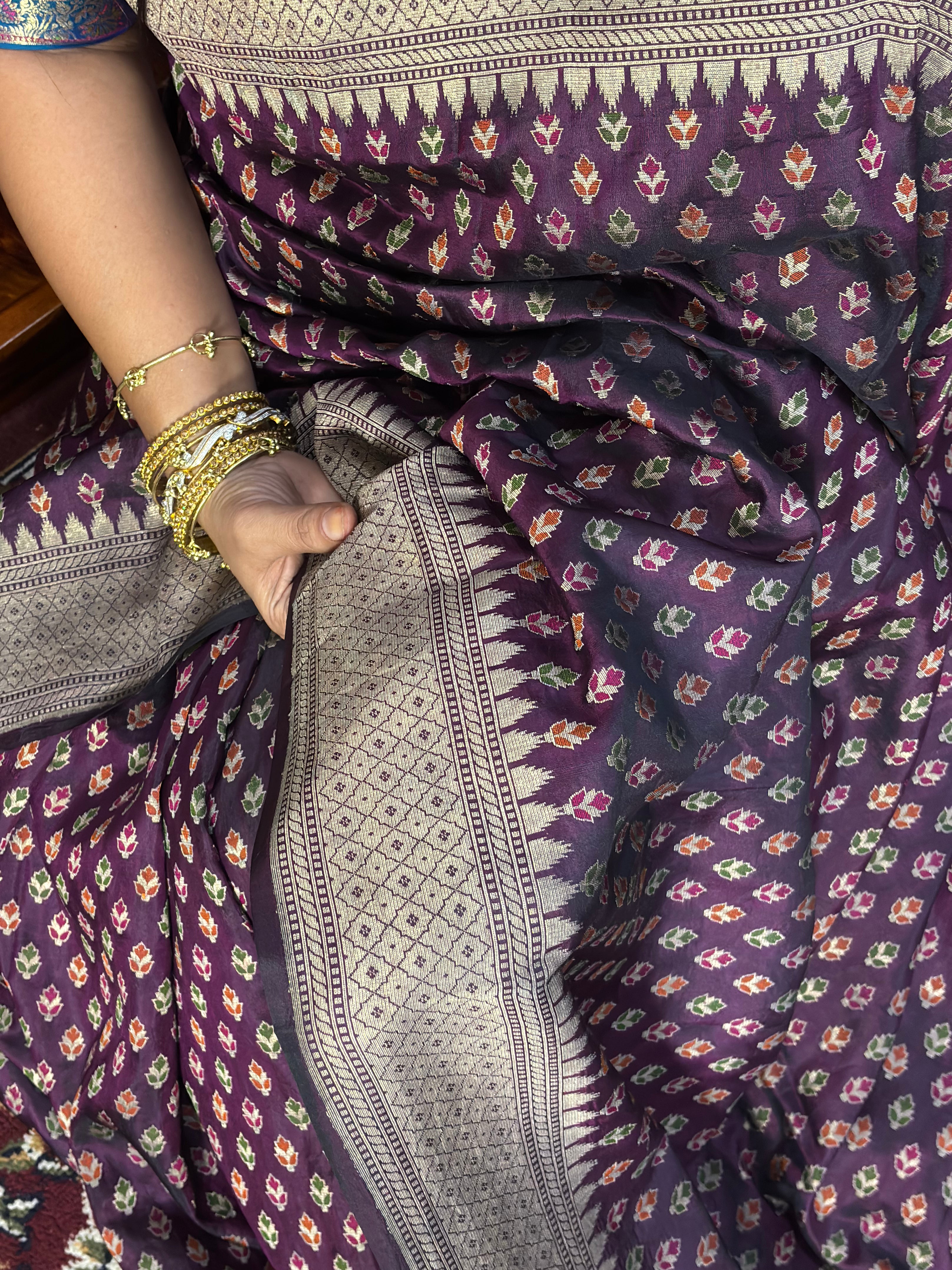 Handwoven Purple Banarasi Katan Silk Saree