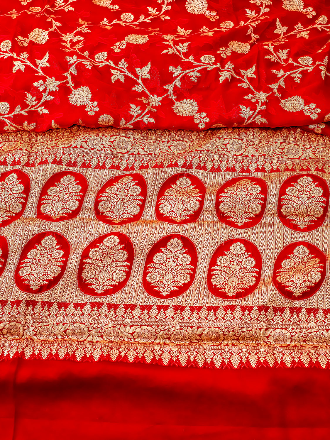 Handwoven Red Banarasi Pure Chiffon Saree