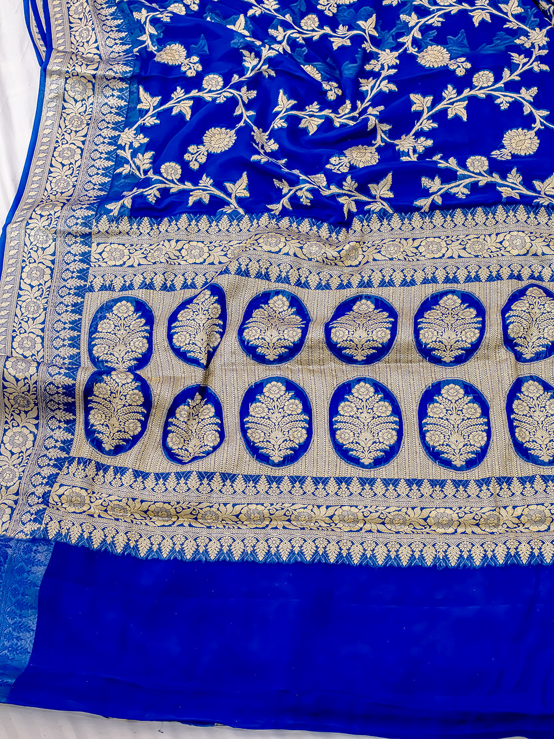 Handwoven Royal Blue Banarasi Pure Chiffon Saree