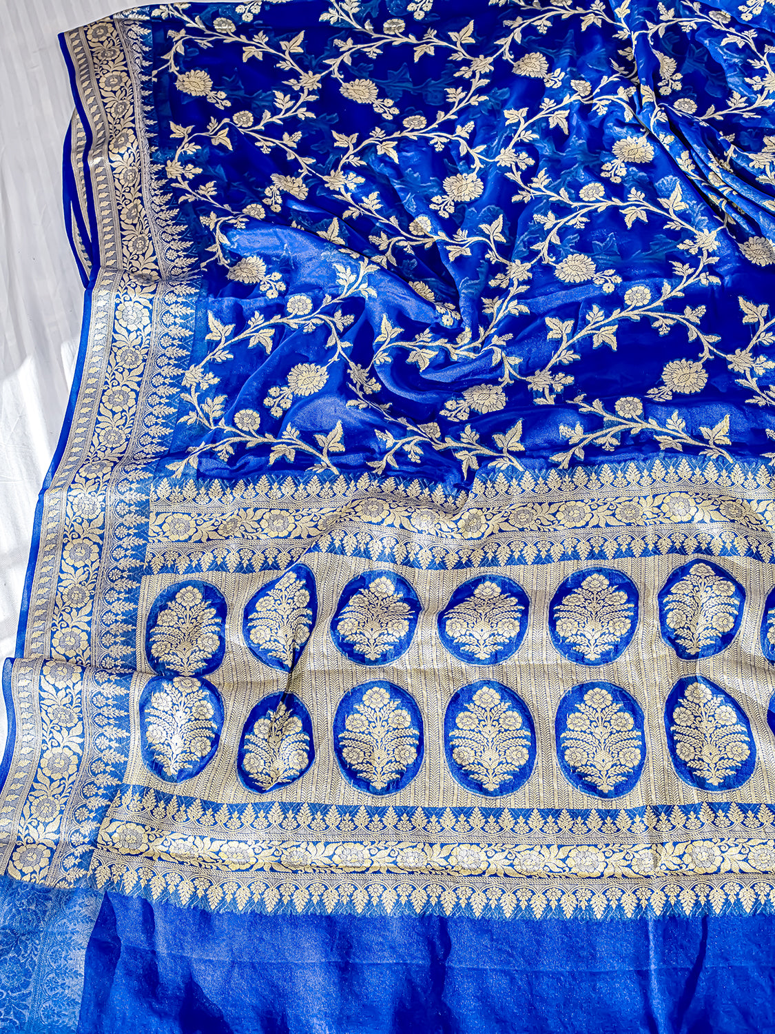 Handwoven Royal Blue Banarasi Pure Chiffon Saree