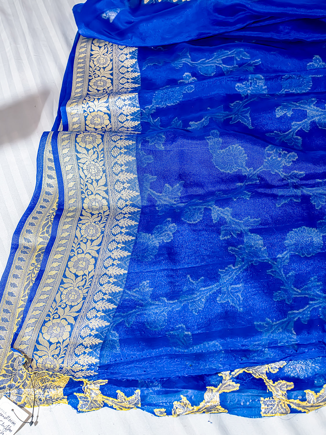 Handwoven Royal Blue Banarasi Pure Chiffon Saree