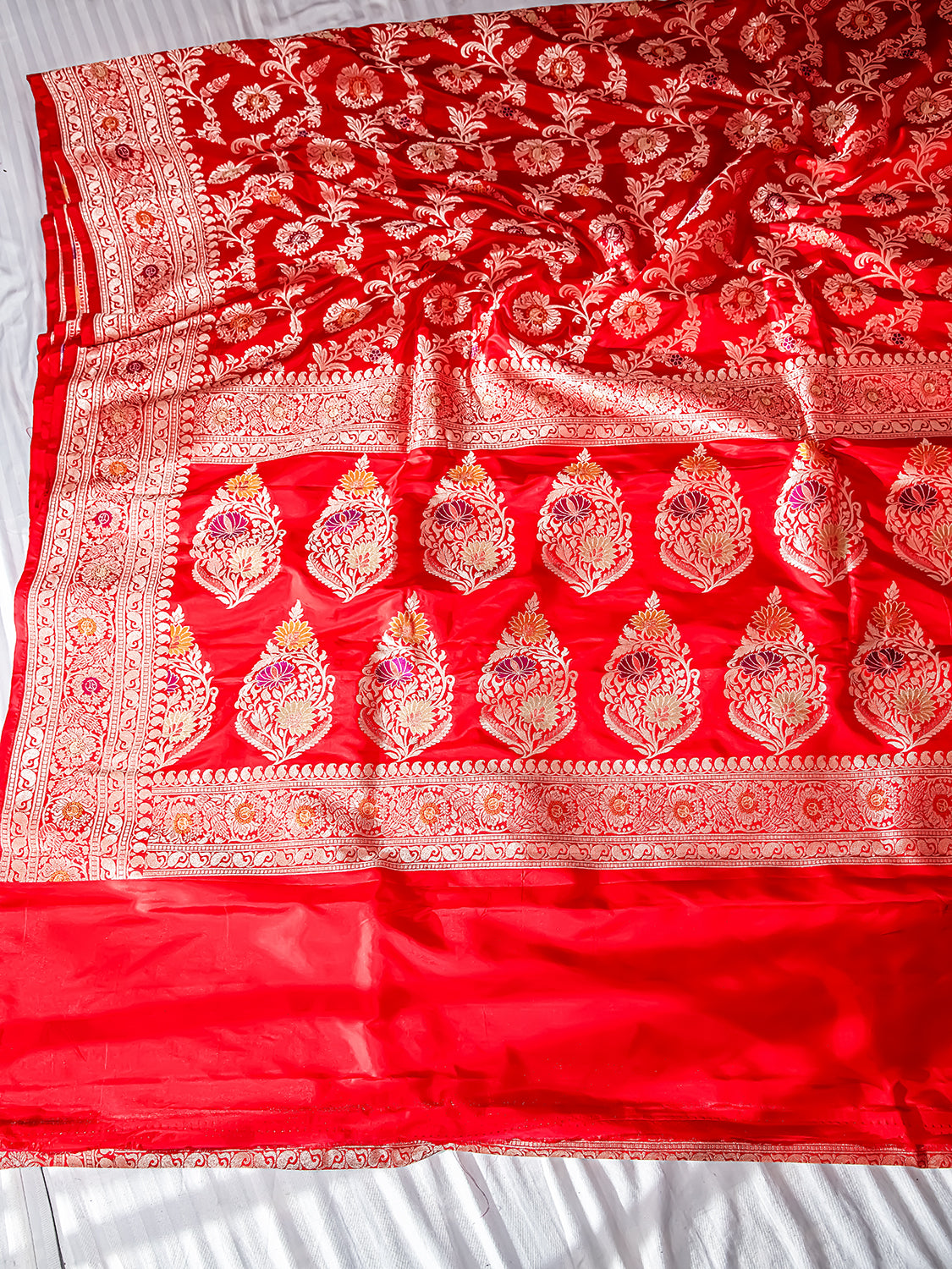 Handwoven Red Meenakari Banarasi Katan Silk Saree