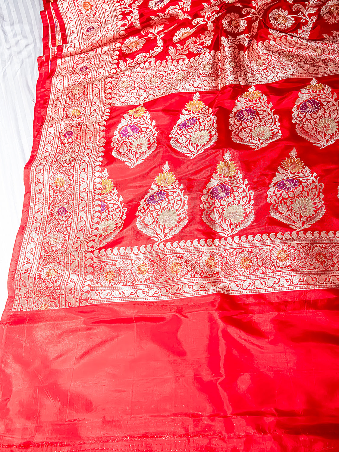 Handwoven Red Meenakari Banarasi Katan Silk Saree