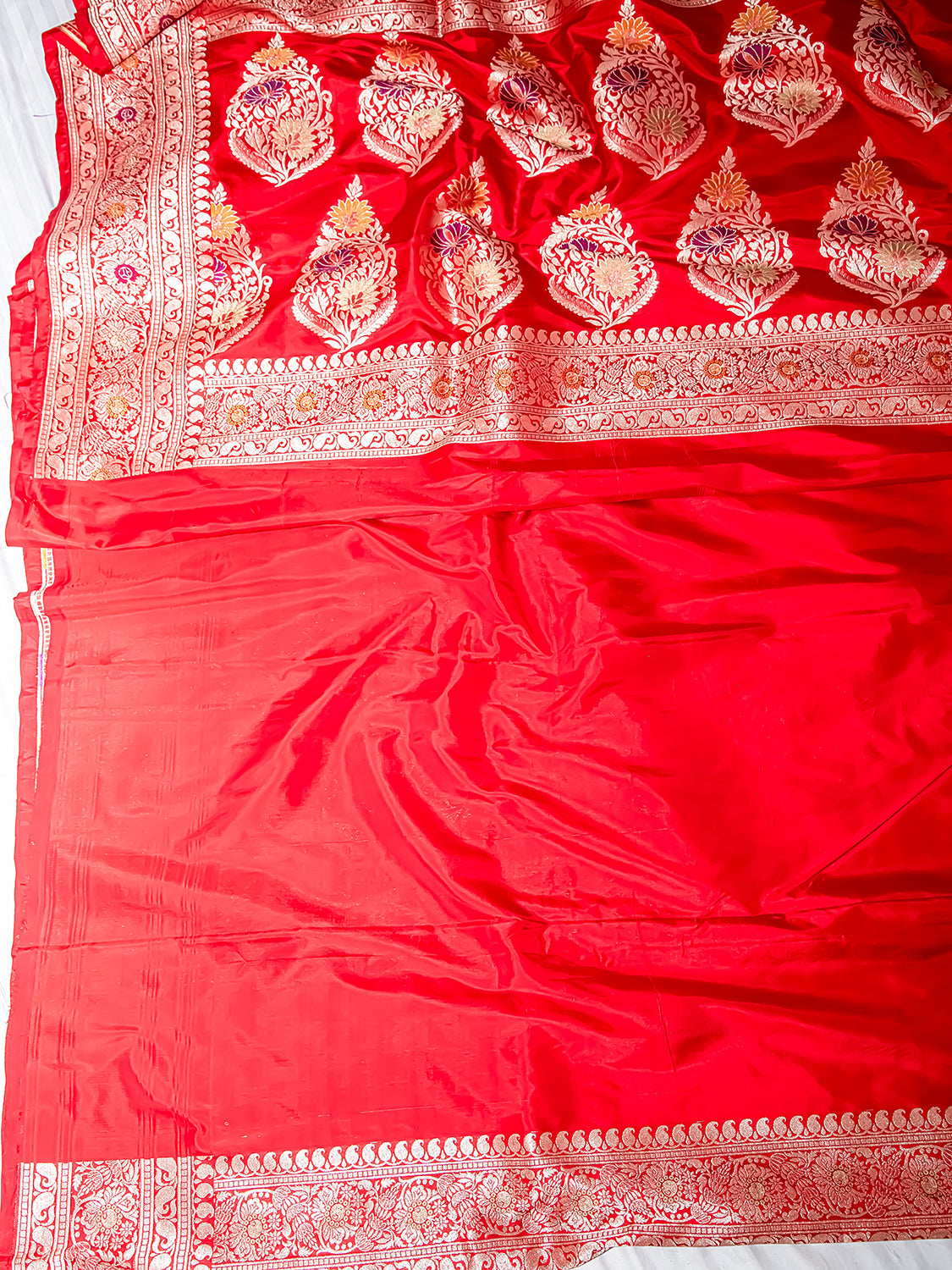 Handwoven Red Meenakari Banarasi Katan Silk Saree