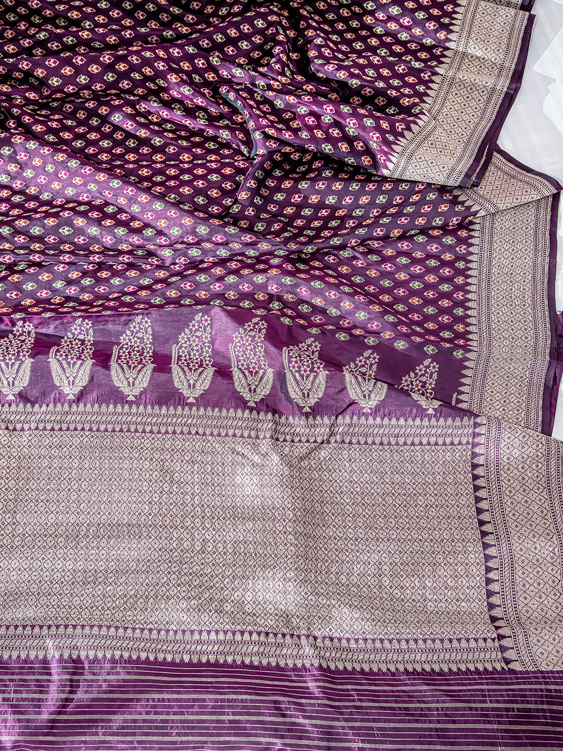 Handwoven Purple Banarasi Katan Silk Saree