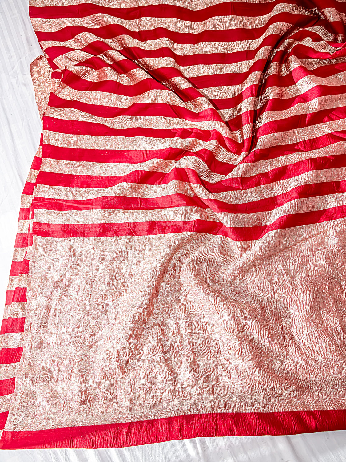 Handwoven Red Banarasi Moonga Tissue Silk Saree