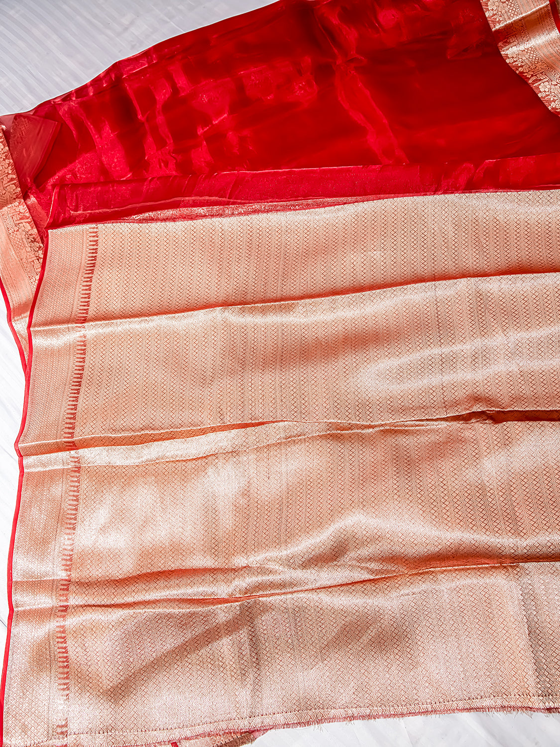 Handwoven Red Banarasi Tissue Silk Saree