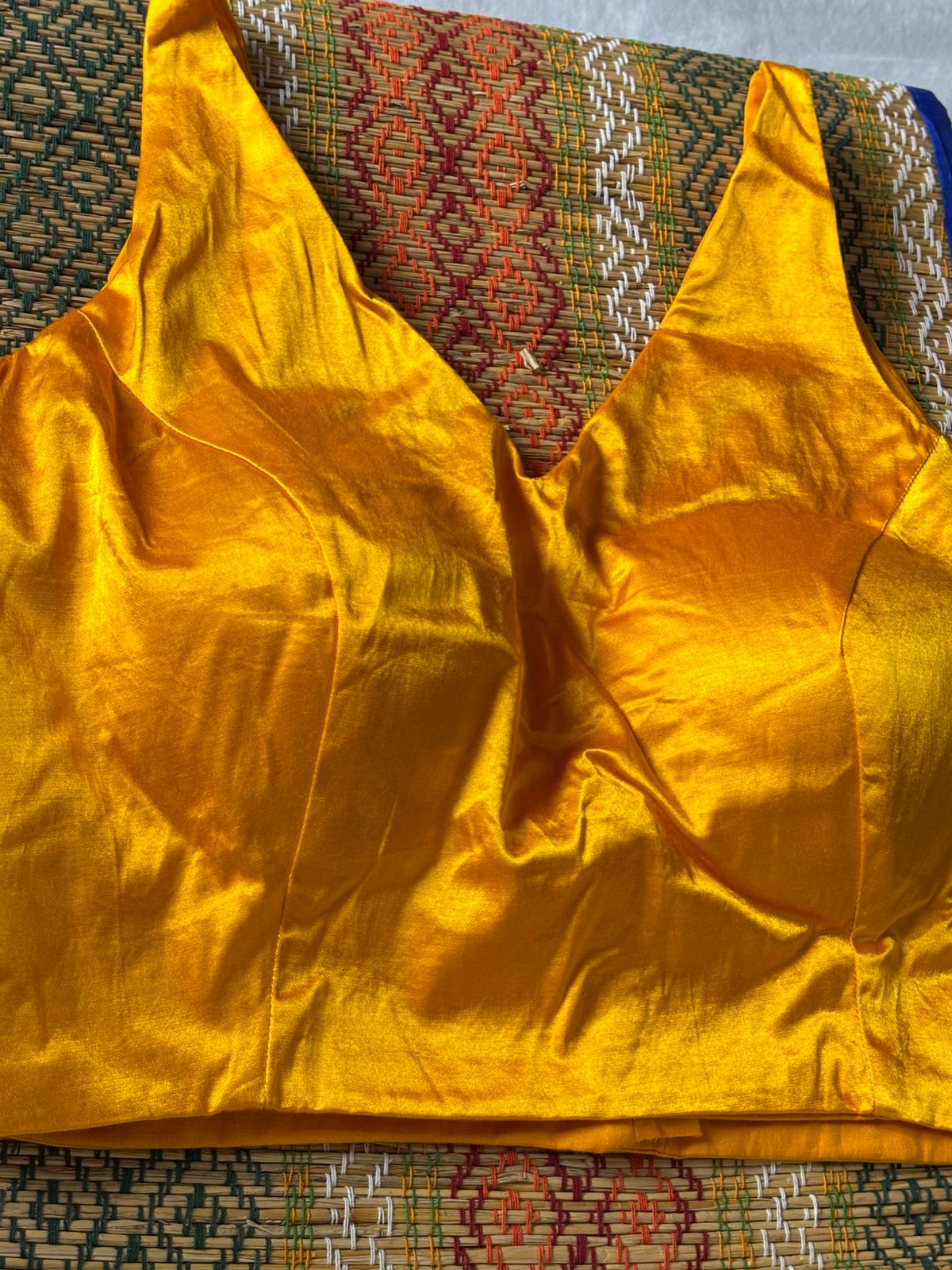 Handwoven Yellow Banarasi Pure Silk Stitched Blouse