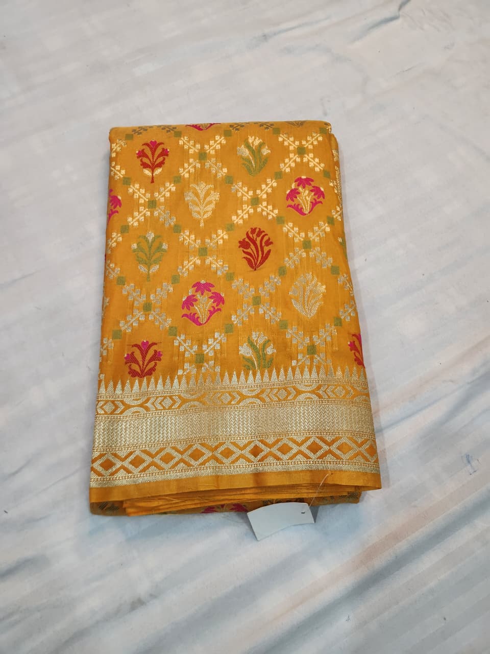 Handwoven Mustard Yellow Meenakari Banarasi Katan Silk Saree