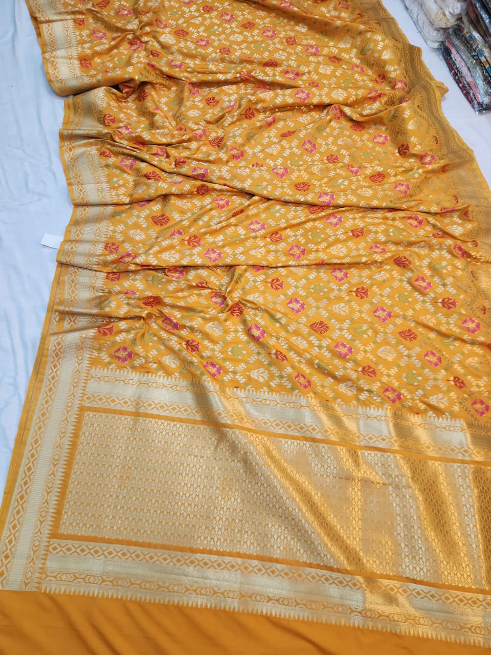 Handwoven Mustard Yellow Meenakari Banarasi Katan Silk Saree