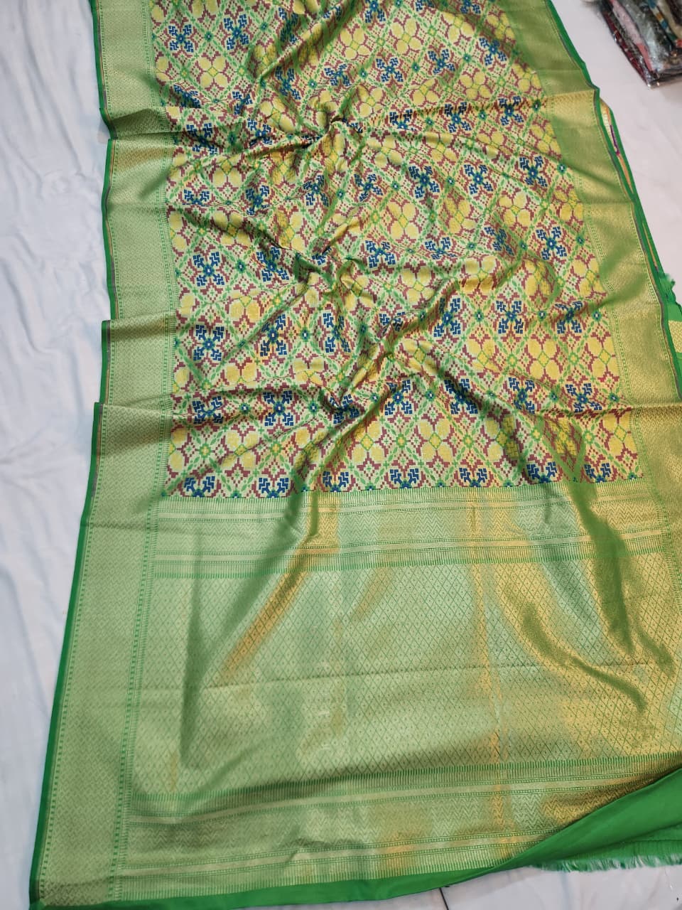 Handwoven Green Banarasi Patola Silk Saree
