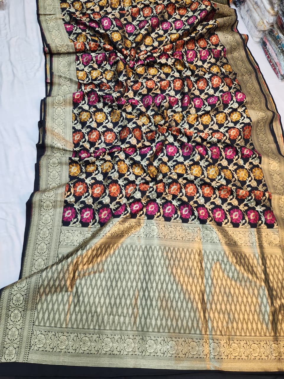 Handwoven Black Meenakari Banarasi Silk Saree