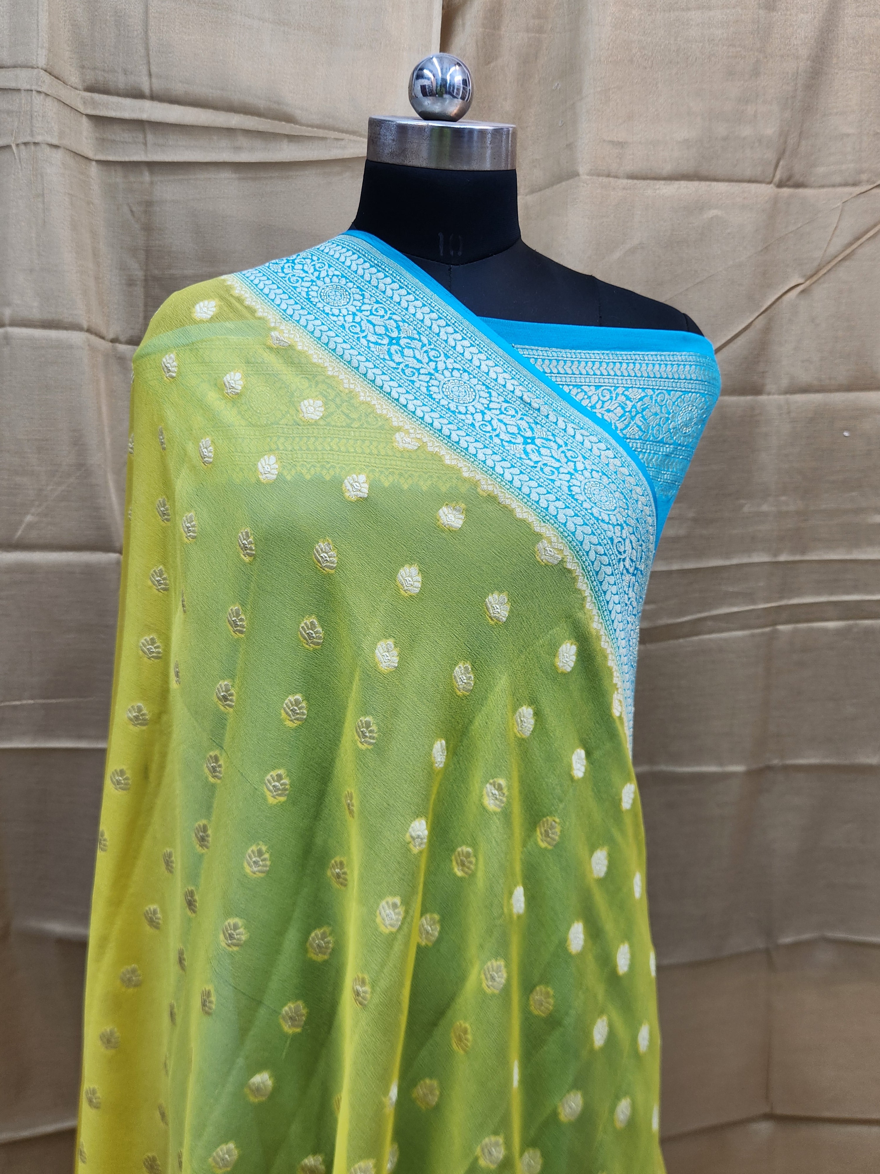 Handwoven Yellow Banarasi Pure Khaddi Georgette Saree