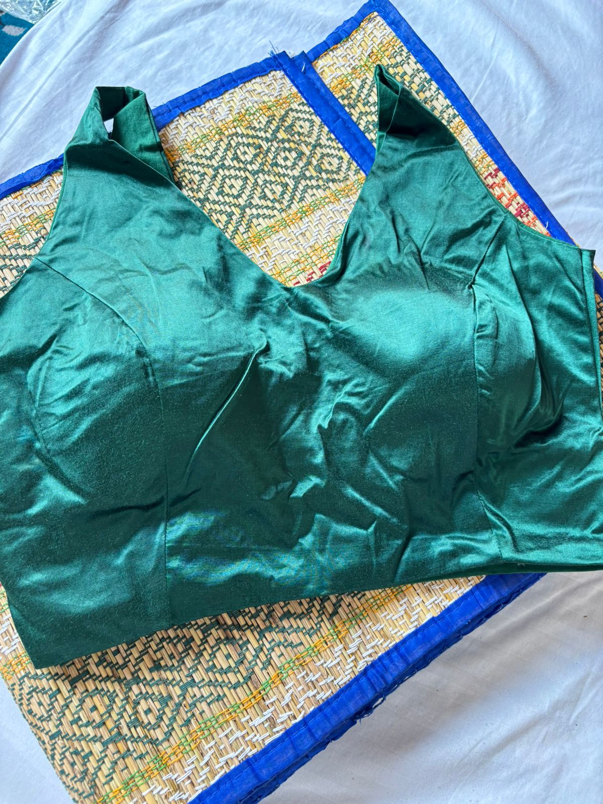 Handwoven Darkgreen Banarasi Pure Silk Stitched Blouse