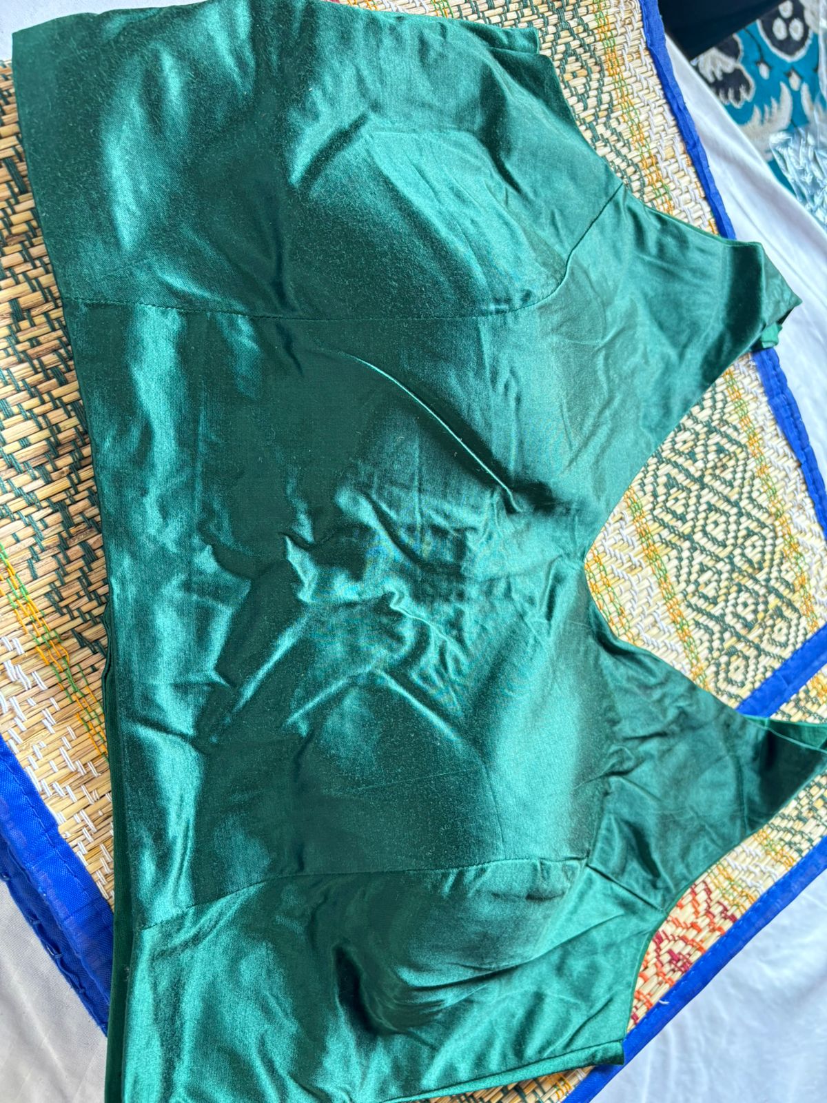 Handwoven Darkgreen Banarasi Pure Silk Stitched Blouse