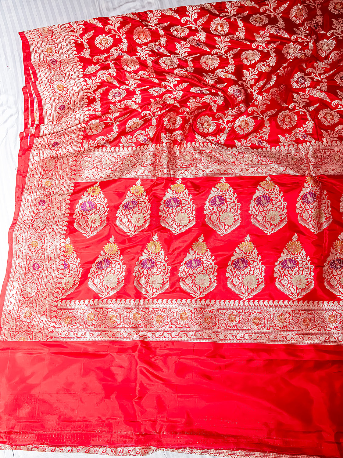 Handwoven Red Meenakari Banarasi Katan Silk Saree