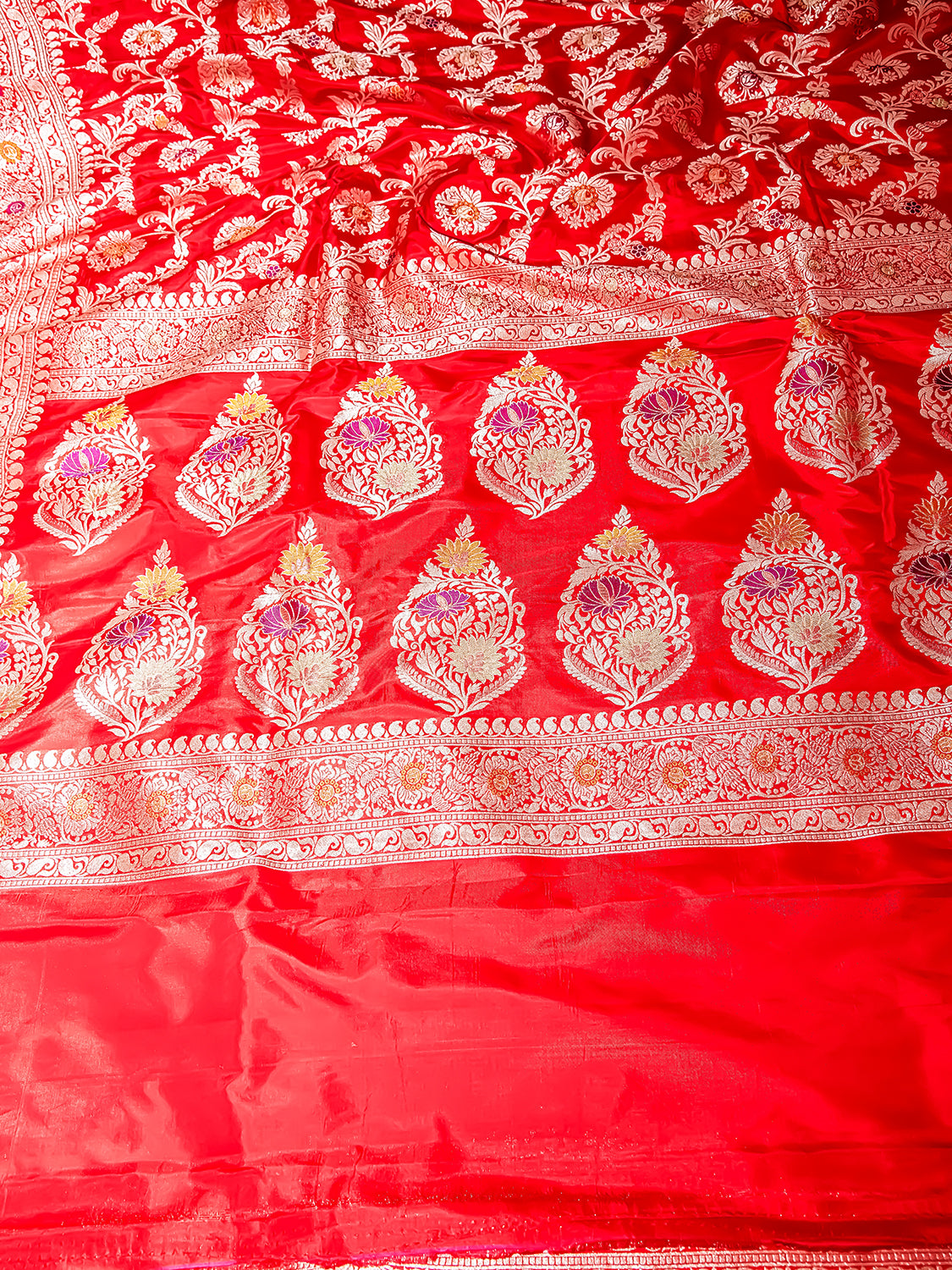 Handwoven Red Meenakari Banarasi Katan Silk Saree