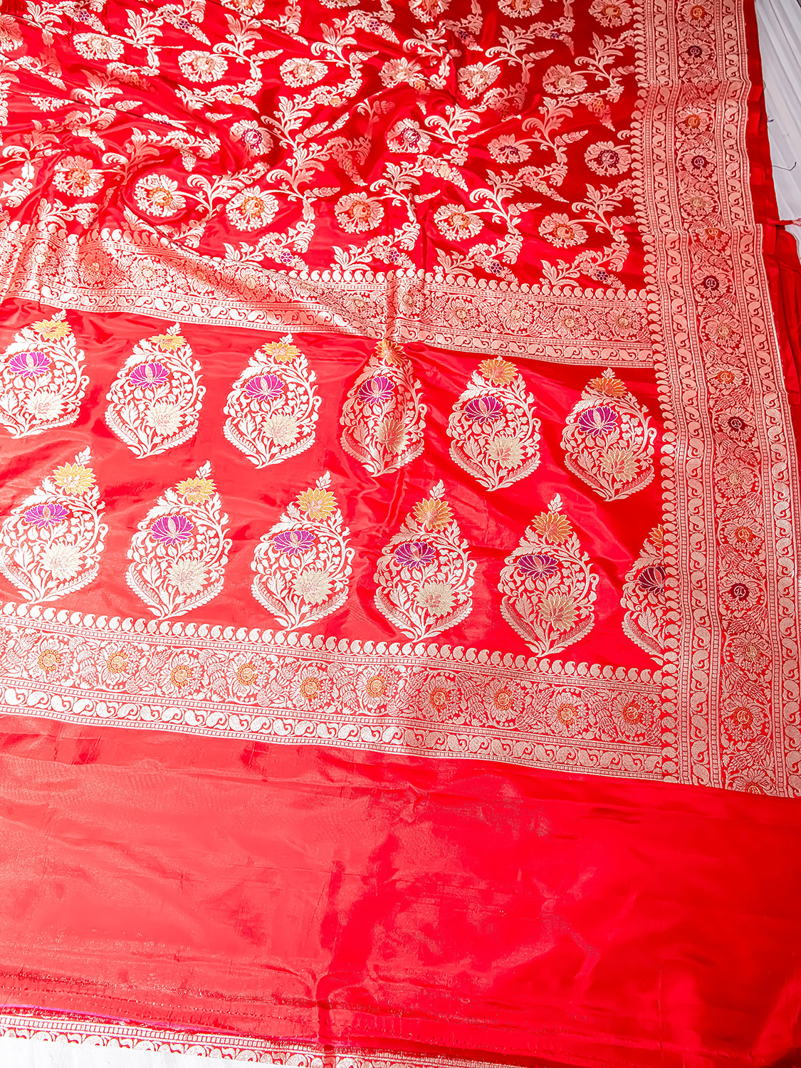 Handwoven Red Meenakari Banarasi Katan Silk Saree