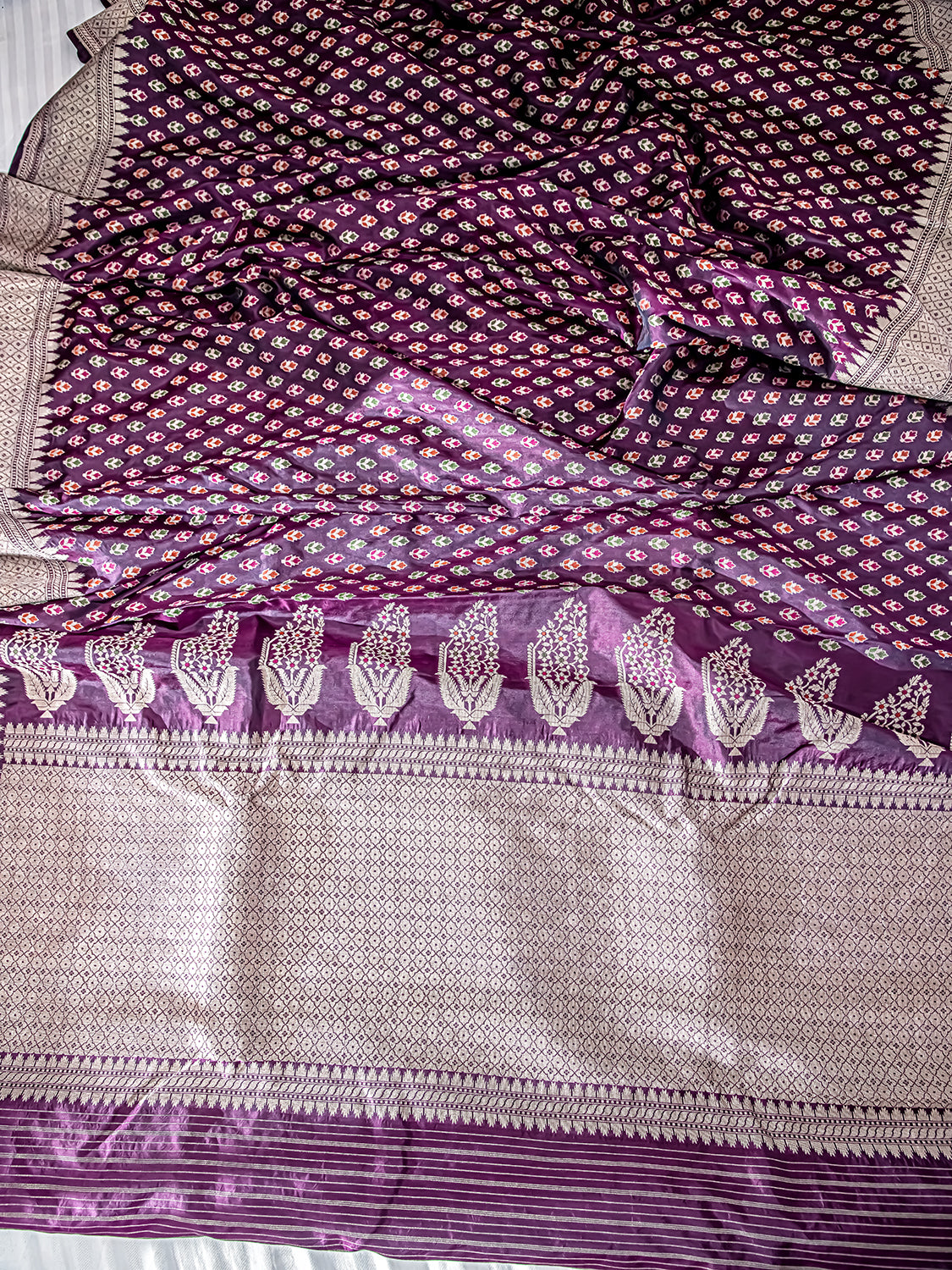 Handwoven Purple Banarasi Katan Silk Saree