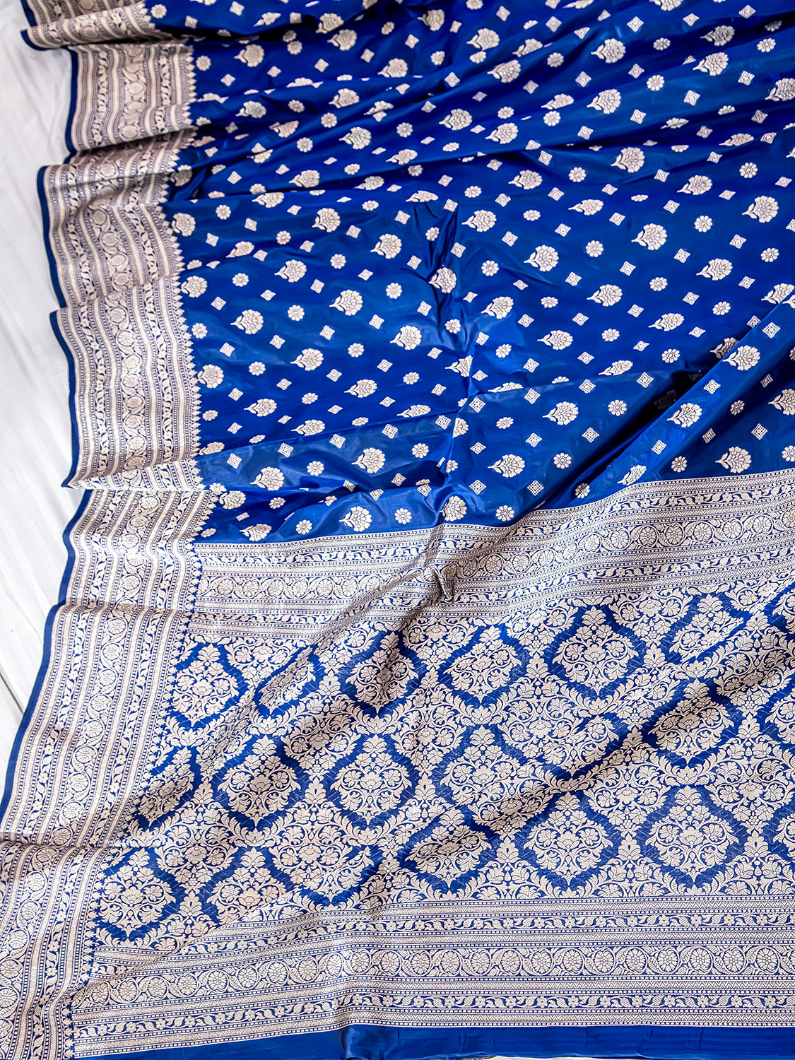 Handwoven Royal Blue Banarasi Katan Silk Saree