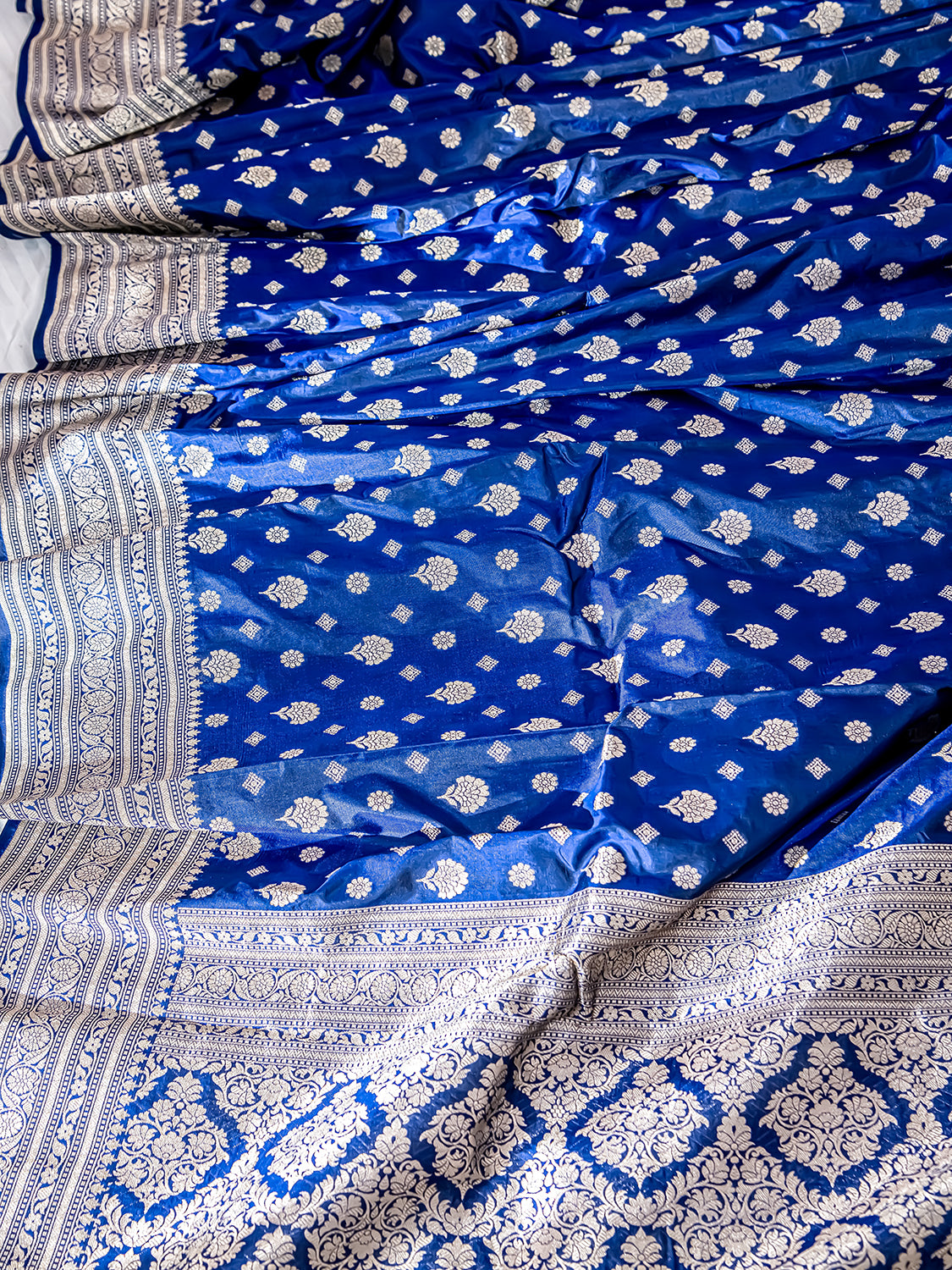 Handwoven Royal Blue Banarasi Katan Silk Saree