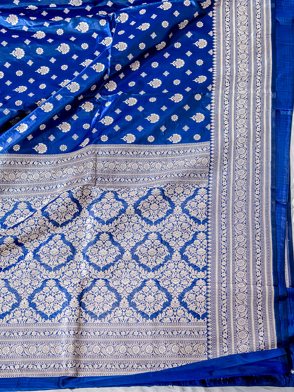 Handwoven Royal Blue Banarasi Katan Silk Saree