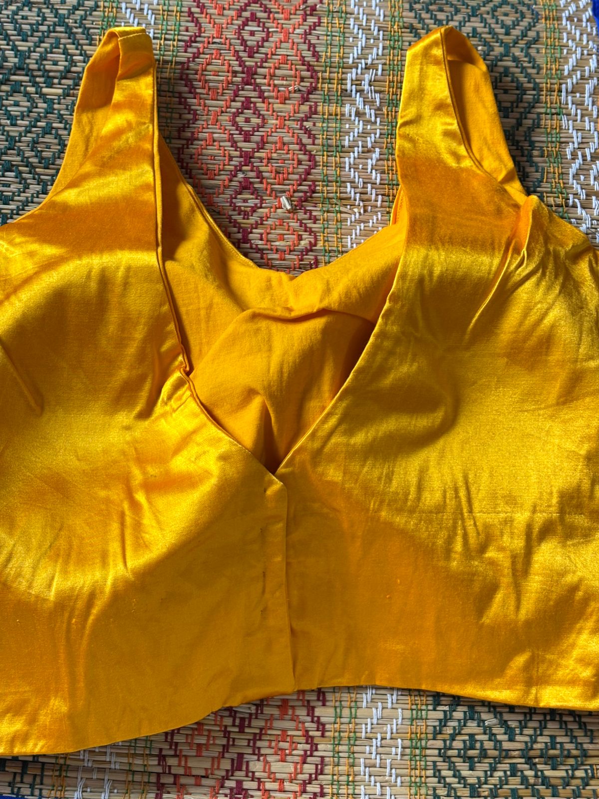 Handwoven Yellow Banarasi Pure Silk Stitched Blouse