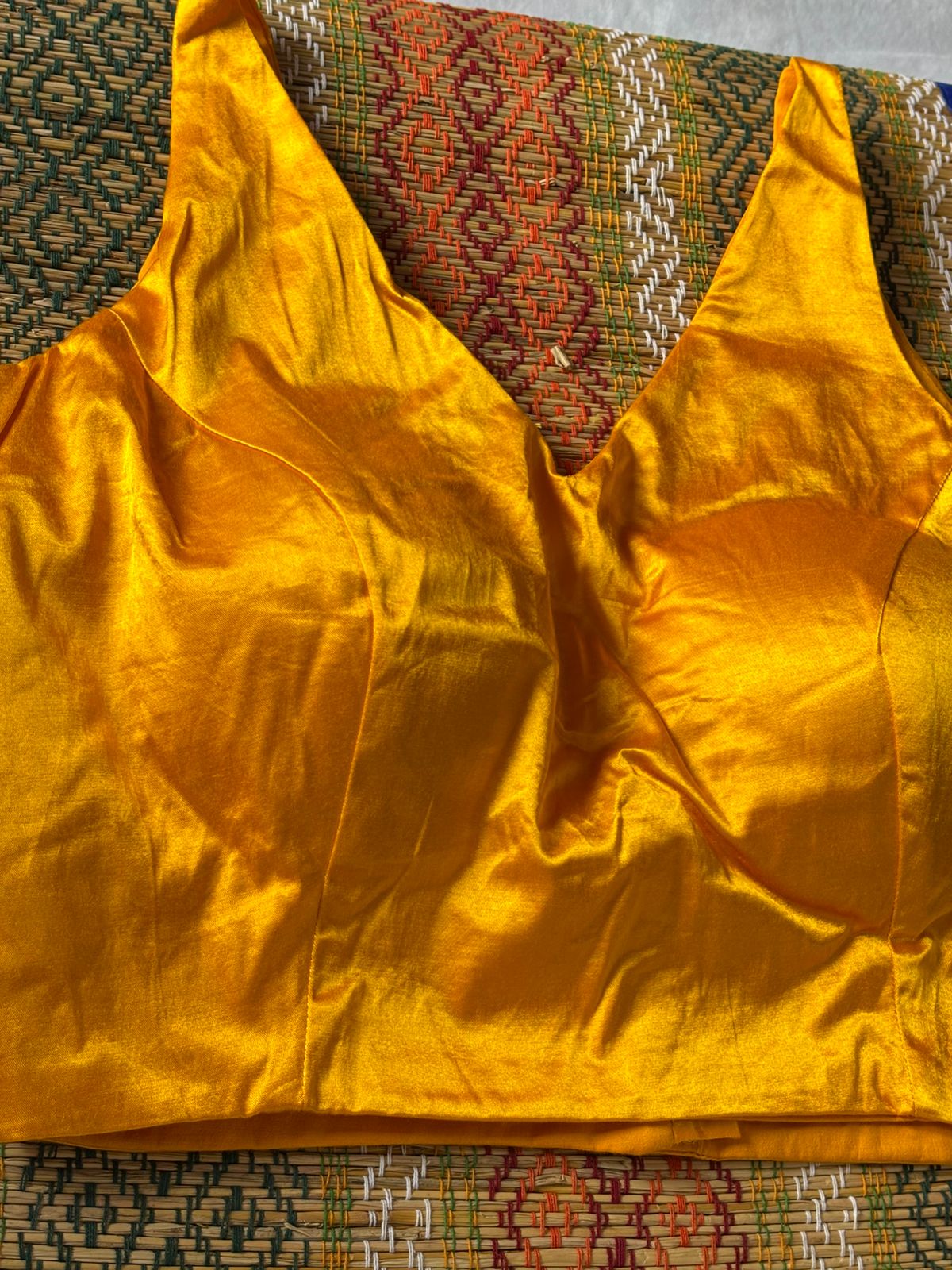 Handwoven Yellow Banarasi Pure Silk Stitched Blouse