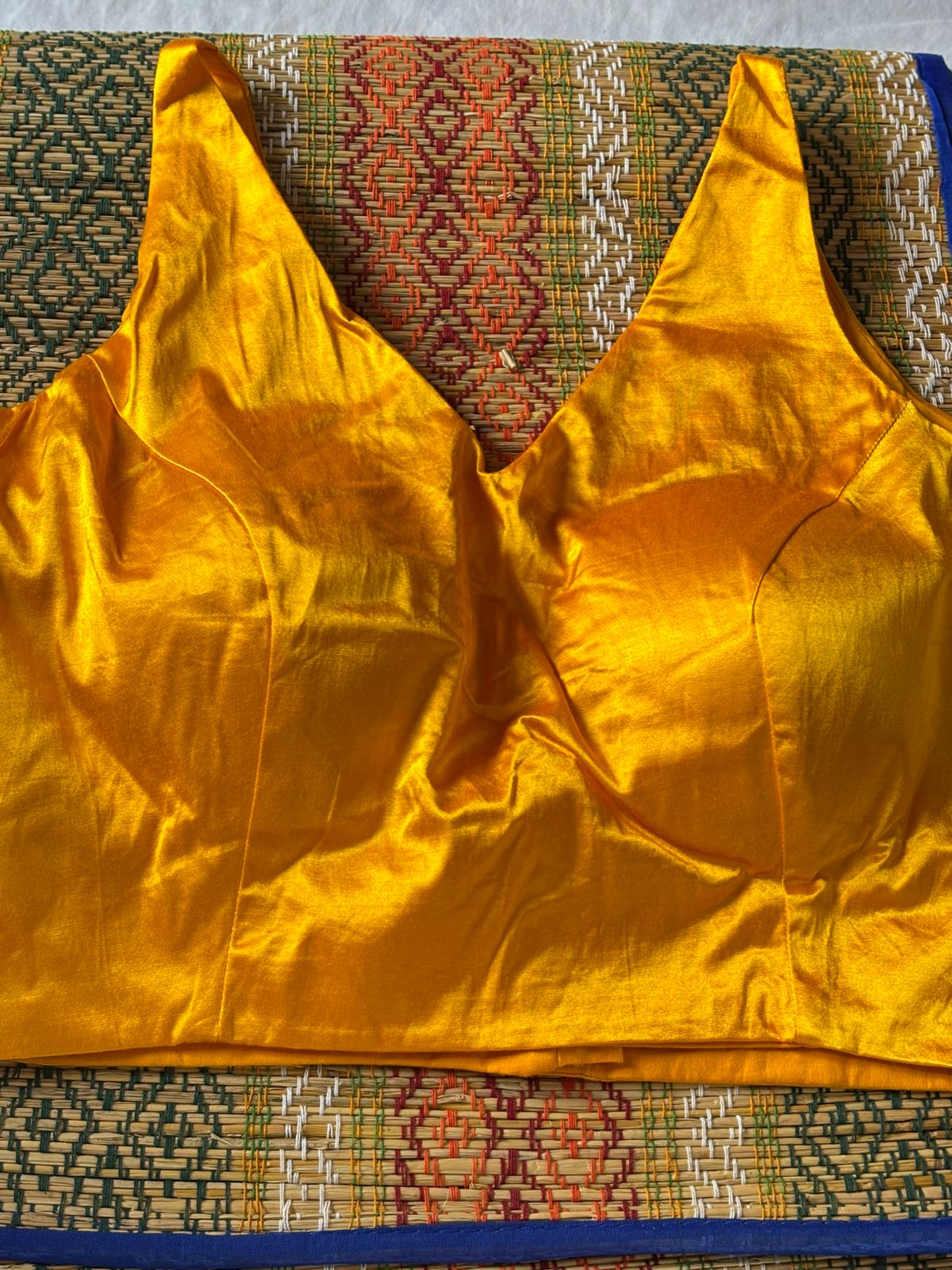 Handwoven Yellow Banarasi Pure Silk Stitched Blouse