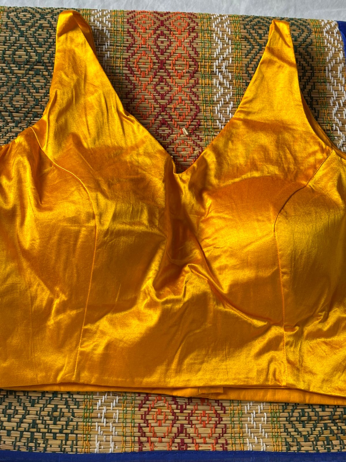 Handwoven Yellow Banarasi Pure Silk Stitched Blouse